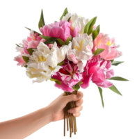 AI generated 3D Rendering of a Flowers Bokeh in Hand on Transparent Background - Ai Generated png