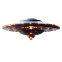 ai genererad 3d tolkning av en UFO fartyg på transparent bakgrund - ai genererad png