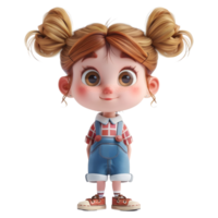 ai gerado 3d Renderização do uma criança pequena menina em pé e sorridente em transparente fundo - ai gerado png