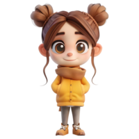 ai gerado 3d Renderização do uma criança pequena menina em pé e sorridente em transparente fundo - ai gerado png