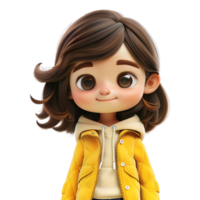 AI generated 3D Rendering of a Toddler Girl Standing and Smiling on Transparent Background - Ai Generated png
