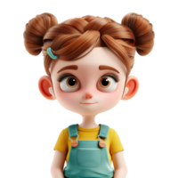 ai gerado 3d Renderização do uma criança pequena menina em pé e sorridente em transparente fundo - ai gerado png