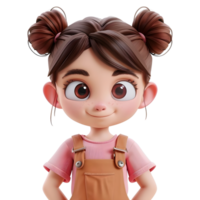 ai gerado 3d Renderização do uma criança pequena menina em pé e sorridente em transparente fundo - ai gerado png