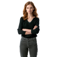 AI generated Girl Standing With Crossed Arms on Transparent background - Ai Generated png