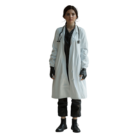 ai generiert Frau im Labor Mantel auf transparent Hintergrund - - ai generiert png