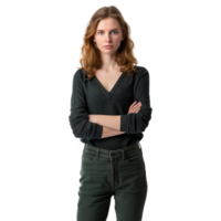 AI generated Girl Standing With Crossed Arms on Transparent background - Ai Generated png