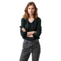 AI generated Girl Standing With Crossed Arms on Transparent background - Ai Generated png