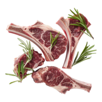 ai generato crudo agnello braciole su trasparente sfondo - ai generato png