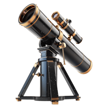 ai generato 3d interpretazione di un' riflettendo o rifrangente telescopio su trasparente sfondo - ai generato png