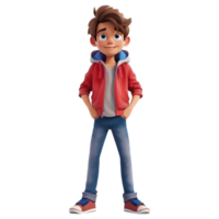 AI generated 3D Rendering of a Traveler Boy Standing on Transparent Background - Ai Generated png