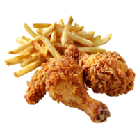 ai gerado 3d Renderização do uma frito frango asas com fritas em transparente fundo - ai gerado png