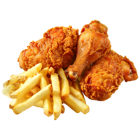 AI generated 3D Rendering of a Fried Chicken Wings With Fries on Transparent Background - Ai Generated png