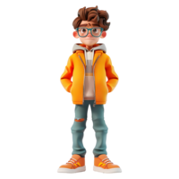 AI generated 3D Rendering of a Traveler Boy Standing on Transparent Background - Ai Generated png