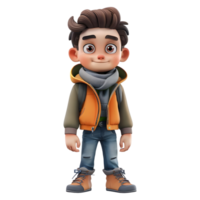 AI generated 3D Rendering of a Traveler Boy Standing on Transparent Background - Ai Generated png