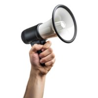 AI generated 3D Rendering of a Megaphone in a Hand on Transparent Background - Ai Generated png