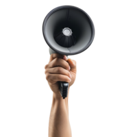 AI generated 3D Rendering of a Megaphone in a Hand on Transparent Background - Ai Generated png