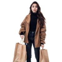 AI generated Young Girl With Shopping Bag on Transparent background - Ai Generated png