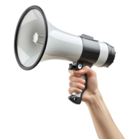 AI generated 3D Rendering of a Megaphone in a Hand on Transparent Background - Ai Generated png