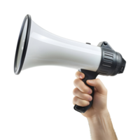 AI generated 3D Rendering of a Megaphone in a Hand on Transparent Background - Ai Generated png