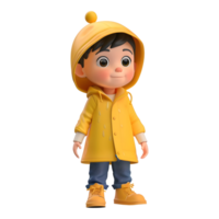 AI generated 3D Rendering of a Young Cartoon Wearing Coat and Standing on Transparent Background - Ai Generated png
