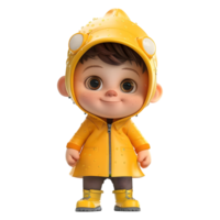 AI generated 3D Rendering of a Young Cartoon Wearing Coat and Standing on Transparent Background - Ai Generated png