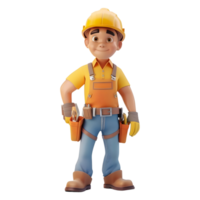 AI generated 3D Rendering of a Construction Worker Standing with Equipment's on Transparent Background - Ai Generated png