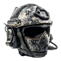 ai generado 3d representación de un Ejército la seguridad casco en transparente antecedentes - ai generado png