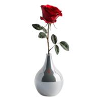 AI generated 3D Rendering of a Red Rose Flower in a Pot on Transparent Background - Ai Generated png