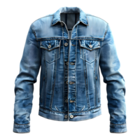 ai generato 3d interpretazione di un' denim jeans giacca su trasparente sfondo - ai generato png