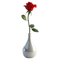 AI generated 3D Rendering of a Red Rose Flower in a Pot on Transparent Background - Ai Generated png