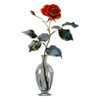 AI generated 3D Rendering of a Red Rose Flower in a Pot on Transparent Background - Ai Generated png
