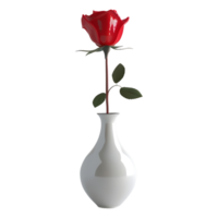 AI generated 3D Rendering of a Red Rose Flower in a Pot on Transparent Background - Ai Generated png