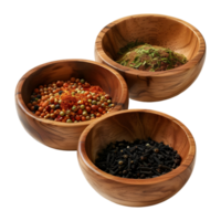 AI generated Different Kinds of Spices in a Bowls on Transparent background - Ai Generated png
