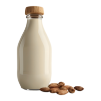 ai généré Lait bouteille avec amandes sur transparent Contexte - ai généré png