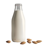 AI generated Milk Bottle with Almonds on Transparent background - Ai Generated png