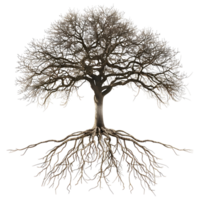 ai generato 3d interpretazione di un' verde albero con radici su trasparente sfondo - ai generato png