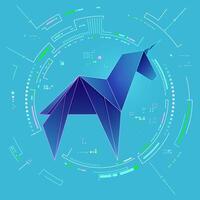 concept of unicorn startup or successful business, graphic of low poly unicorn with startup business elements vector