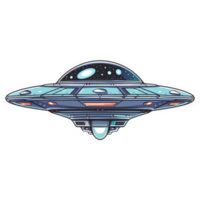 ai generiert Aufkleber von ein UFO Schiff auf ein transparent Hintergrund - - ai generiert png