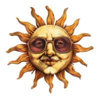 AI generated Sticker of a Sun wearing Glasses On a Transparent Background - Ai Generated png