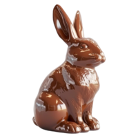 ai generado 3d representación de un chocolate Conejo en transparente antecedentes - ai generado png