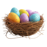 AI generated 3D Rendering of a Easter Eggs in a Basket on Transparent Background - Ai Generated png