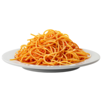 ai generado 3d representación de un tallarines o espaguetis en un plato en transparente antecedentes - ai generado png