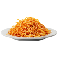 ai genererad 3d tolkning av en spaghetti eller spaghetti i en tallrik på transparent bakgrund - ai genererad png