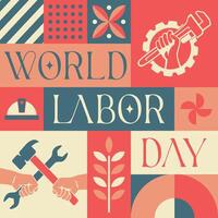 workers day international labor day seamless pattern in scandinavian style postcard with Retro clean concept design vector