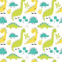 Seamless pattern with cute dinosaurs. Kids pattern with dino. Vector illustration.