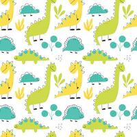 Seamless pattern with cute dinosaurs. Kids pattern with dino. Vector illustration.