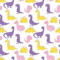 Seamless pattern with cute dinosaurs. Kids pattern with dino. Vector illustration.