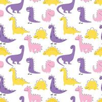 Seamless pattern with cute dinosaurs. Kids pattern with dino. Vector illustration.