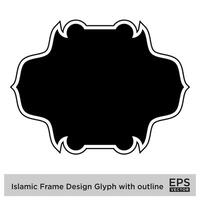 Islamic Frame Design Glyph with outline Black Filled silhouettes Design pictogram symbol visual illustration vector