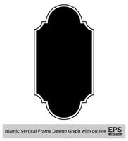 Islamic Vertical Frame Design Glyph with outline Black Filled silhouettes Design pictogram symbol visual illustration vector